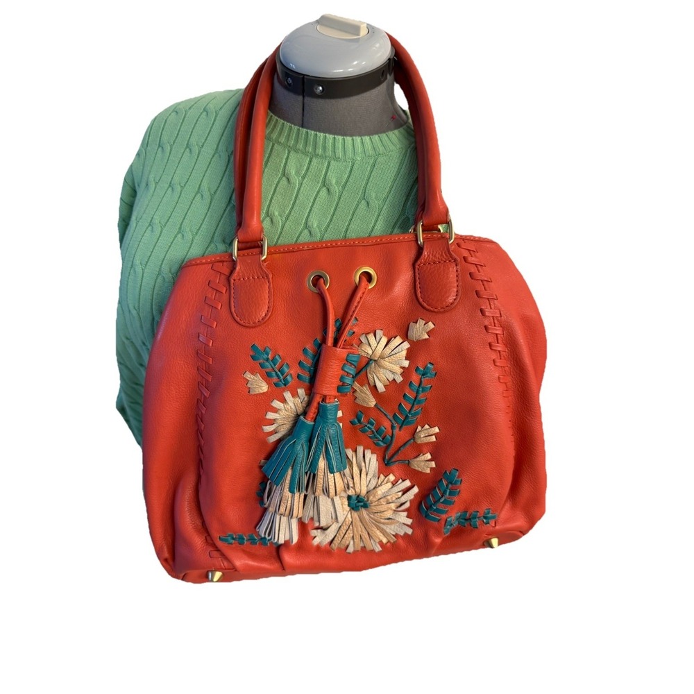 Fiore by Isabella Fiore Blue Floral Detail Handbag retails  $595 Fringes